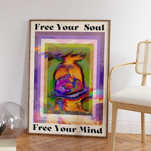 Newspaper Poster, Trendy Wall Art, Hippie Print, Trippy Art, Gradient Poster, 70s Art, Vintage Poster, Psychedelic Wall Art, Retro Print