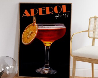 Affiche Aperol Spritz : oeuvre d'art rétro des années 70 pour bar (téléchargement numérique)