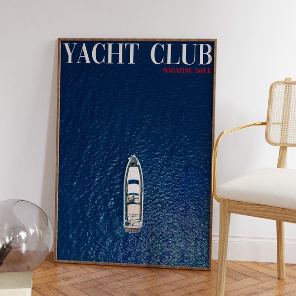 Yacht Club Poster, 70s Print, Vogue Wall Art, Magazine Poster, Summer House Poster, Psychedelic Art, Retro Print, Trippy Art, Preppy Print