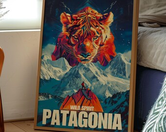 Tiger Patagonia Poster: Mountain Adventure Art Print - Etsy