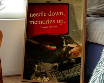 Póster de tocadiscos de vinilo retro: arte mural para amantes de la música