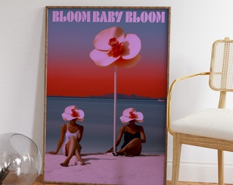 Arte mural con flores: Impresión de verano preppy (descarga digital)