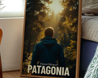 Póster del bosque de la Patagonia, arte mural natural para excursionistas