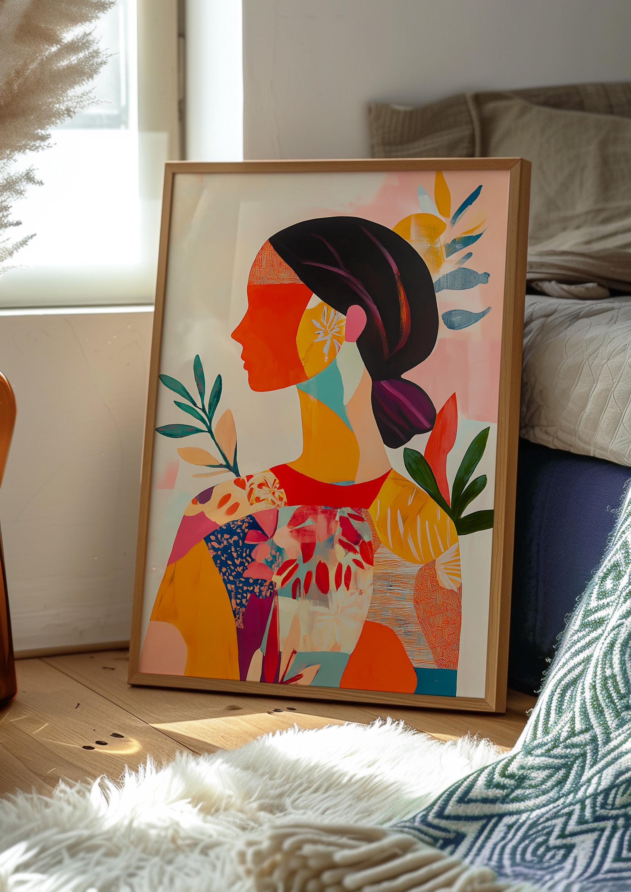 Abstract Female Portrait: Colorful Modern Art Print