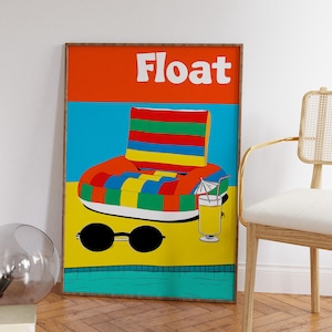 Retro Pool Float Print: Mid-Century Modern Summer Wall Art (Digital Download)