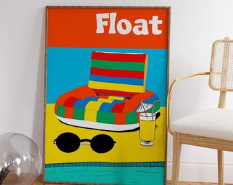 Retro Pool Float Print: Mid-Century Modern Summer Wall Art (Digital Download)