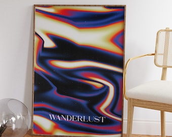 Abstracte kunstprint met kleurovergang: psychedelisch interieur (digitale download)