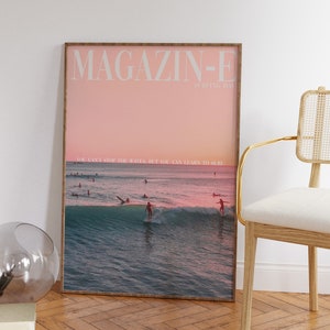 Vogue Magazin Poster, 70er Jahre Wandbild, Surfing Wandkunst, Magazin Poster, Sommerhaus Poster, Psychedelische Kunst, Retro Print, Trippy Wandkunst