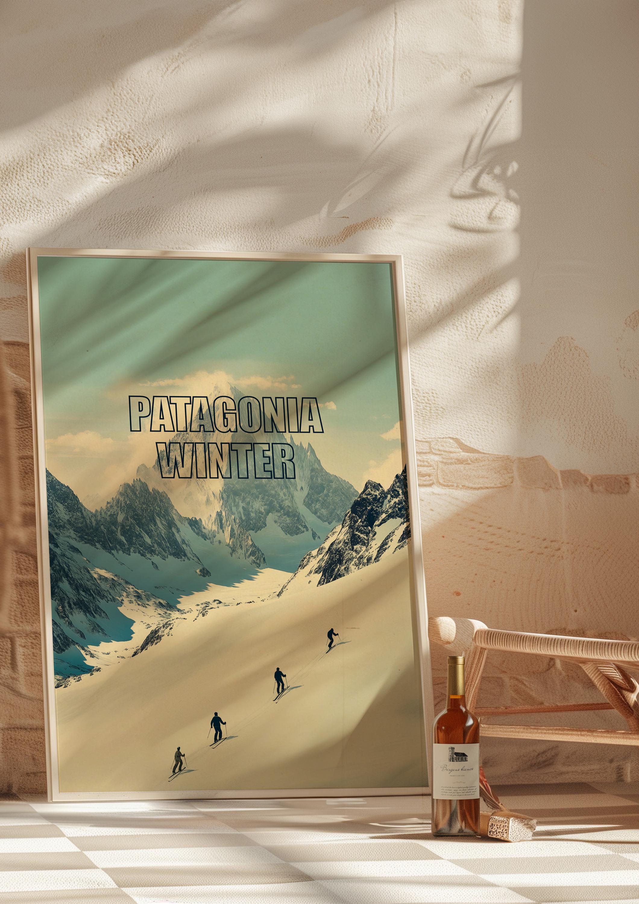 Patagonia Winter Landscape Print: Retro Skiing Wall Art (digital