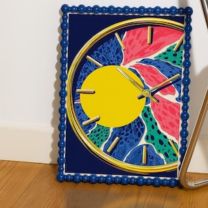 Abstract Clock Wall Art, Bold Color Decor, Modern Time Inspired Poster