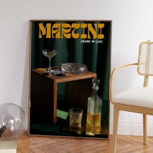 Retro Martini Cocktail Print: Psychedelic Bar Wall Art (Digital Download)