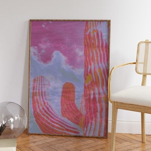 Kaktus Poster Eklektische Retro Boho Druck Kaktus Dekor Trendige druckbare Kunst Trendige Wandkunst Preppy Print Rosa Wandkunst Girly Wohnheim Wandkunst