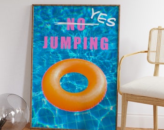 Pool Party Art Print: Retro No Jumping Poster (Digital Download)