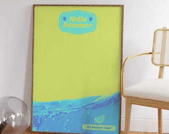Retro Sommer Wand Kunst: Vintage Strand Druck (Digitaler Download)