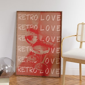 Retro Love Affirmation Poster, 70s Poster, Red Wall Art, Trendy Wall Art, Hippie Print, Vintage Poster, Psychedelic Room Decor, Retro Print