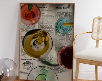 Retro Cocktail Newspaper Print: 70s Psychedelic Wall Art (Digital Download)