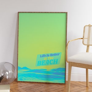 Summer Beach Print: Minimalist Colorful Wall Art (Digital Download)