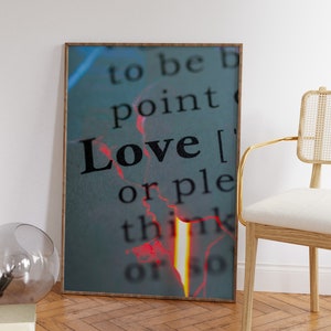 Liebesposter, Valentinstag Poster, Liebesbrief Poster, trendige Kunst, Retro Print, 70er Jahre Poster, rote Wandkunst, psychedelische Wandkunst, ästhetischer Druck