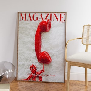 Red Phone Magazine Cover Art Print: 70s Retro Style (Digital Download)