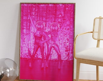 Pink Disco Ball Poster: 70s Retro Wall Art (Digital Download)