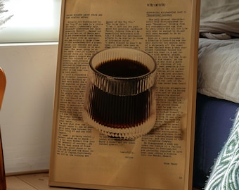 Vintage Coffee Print: Retro Newspaper Art, Moody Kitchen Decor