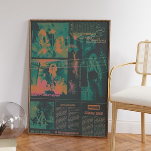 Arte mural moderno de periódico, póster con estampado hippie, decoración de habitación vintage de los años 70, obra de arte de estética retro, impresión tipográfica en blanco y negro audaz