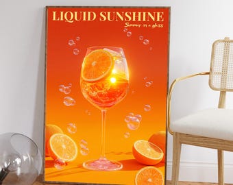 Retro Citrus Cocktail Print: Vibrant Summer Kitchen Art (Digital Download)