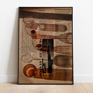 Retro Newspaper Poster, Trippy 70s Art Print (Digital Download)