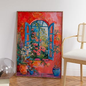 Blumen Wand Kunst Druck, Lebendiges Buntes Poster, Bold Botanische Raum Dekoration, Moderne Blumen Illustration, Gedruckte Frühlings Sommer Kunstwerk
