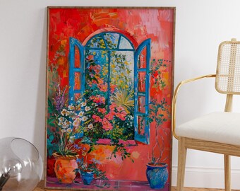 Blumen Wand Kunst Druck, Lebendiges Buntes Poster, Bold Botanische Raum Dekoration, Moderne Blumen Illustration, Gedruckte Frühlings Sommer Kunstwerk