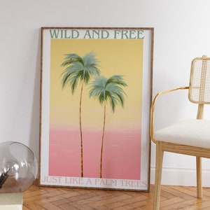 Palm Trees Wall Art, Newspaper Trendy Wall Art, Dorm Print, Vintage Poster, Affirmation Poster, Psychedelic Room Decor, College Retro Print