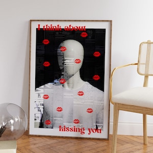 Psychedelic Kiss Poster: Retro Trippy 70s Wall Art (Digital Download)