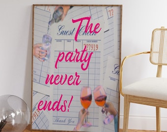 Gast Check Poster, Retro Wandkunst, Bar Warenkorb Kunst, Gast Check, Druck Trendige Wandkunst, trendige druckbare Kunst, Preppy Prints, Kunst Digital