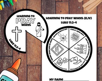 Learning to Pray Prompts Wheel | Christian Kids Prayer Craft | Bible Activity for Sunday School & Homeschool
