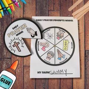 Daily Prayer Prompts Wheel | Christian Kids Prayer Craft | Bible Activity for Sunday School & Homeschool