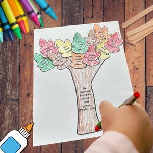 Grow in Faith Tree Craft Printable – Printable Bible Activity with Scripture-Filled Items - Sunday School, VBS, Homeschool Christian Craft
