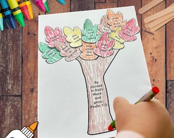 Bastelvorlage „Glaubensbaum“ – Biblische Aktivität zum Ausdrucken mit biblischen Inhalten – Christliche Bastelidee für Sonntagsschule, Kinderbibelwoche und Homeschooling