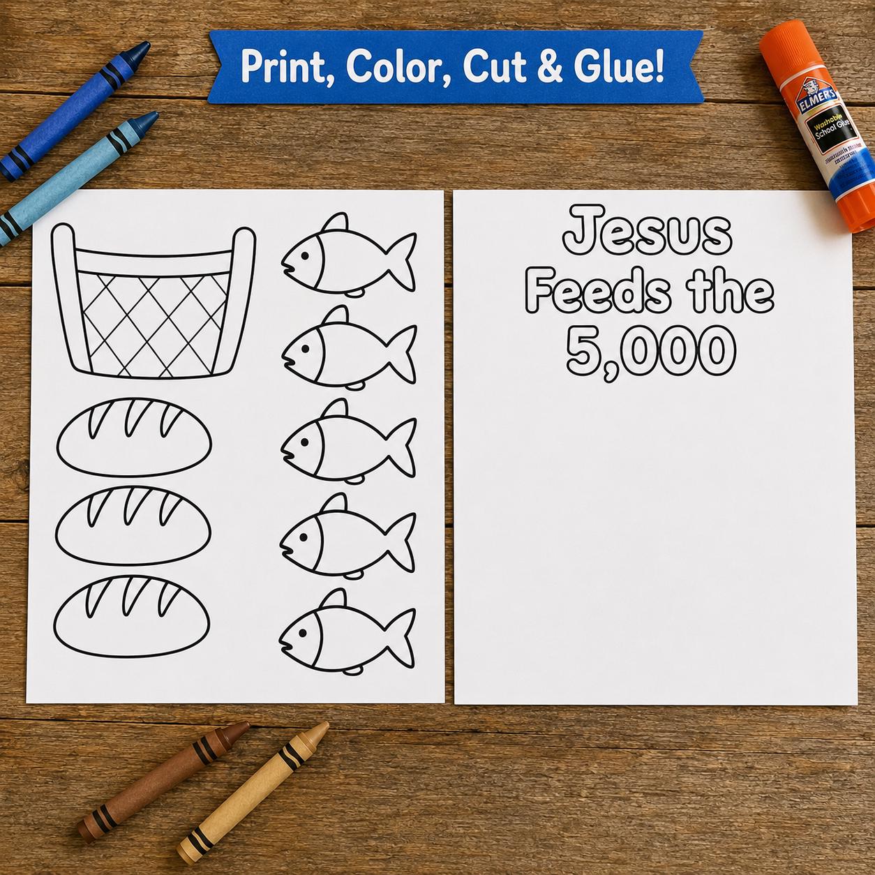 Jesus Feeds the 5000 Craft for Kids, 5 Loaves and 2 Fish Printable ...