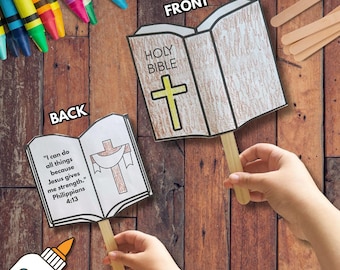 Manualidad con versículos bíblicos (hazlo tú mismo): manualidad con palitos de helado. Actividad cristiana fácil y divertida para niños. Escuela dominical, EBV, educación en casa.