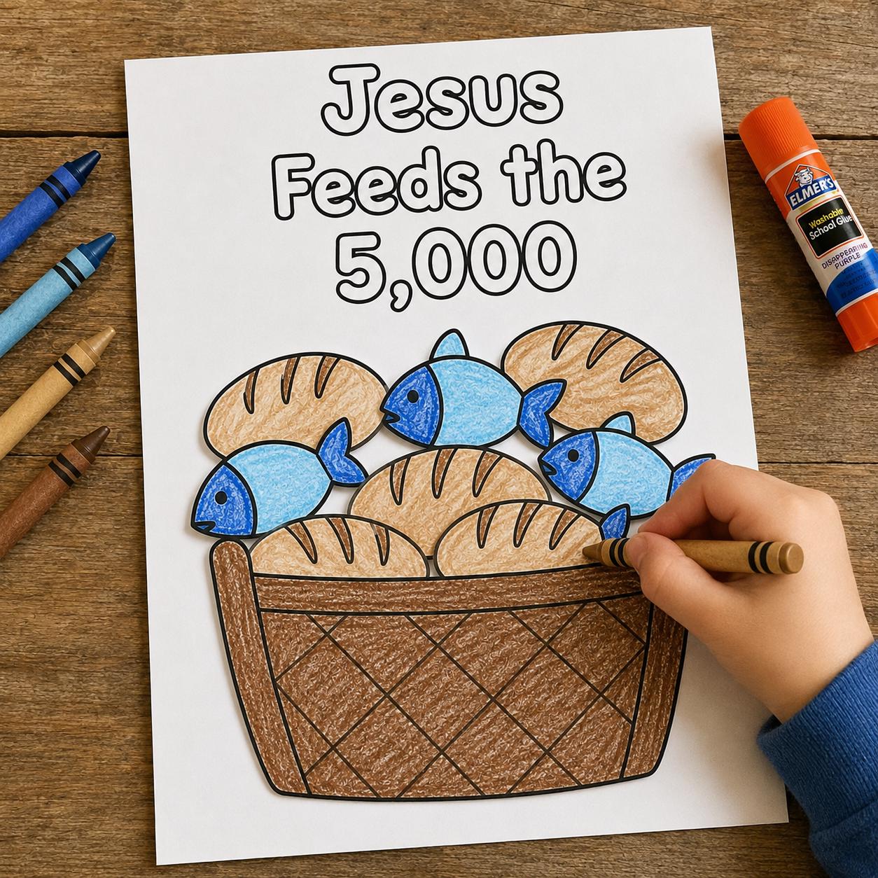 Jesus Feeds the 5000 Craft for Kids, 5 Loaves and 2 Fish Printable ...