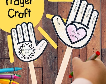 Finger Prayer Handprint Craft | Christian Kids Printable | Talking to God Fan | Sunday School or VBS Activity