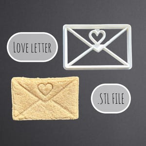 Umschlag-Ausstechform STL-Datei - Digitaler Download - 3D druckbare Valentinstag-Ausstechform - Herz-Umschlag-Backwerkzeug - Hochzeitskeks