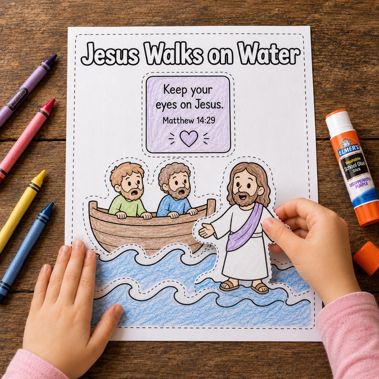 Jesus Walks on Water Coloring Craft for Kids | Christian Printable ...