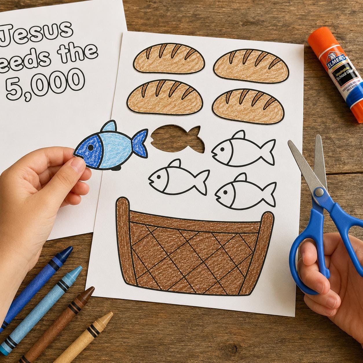 Jesus Feeds the 5000 Craft for Kids, 5 Loaves and 2 Fish Printable ...