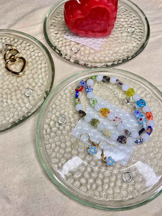 6 Round Glass Plate Etsy