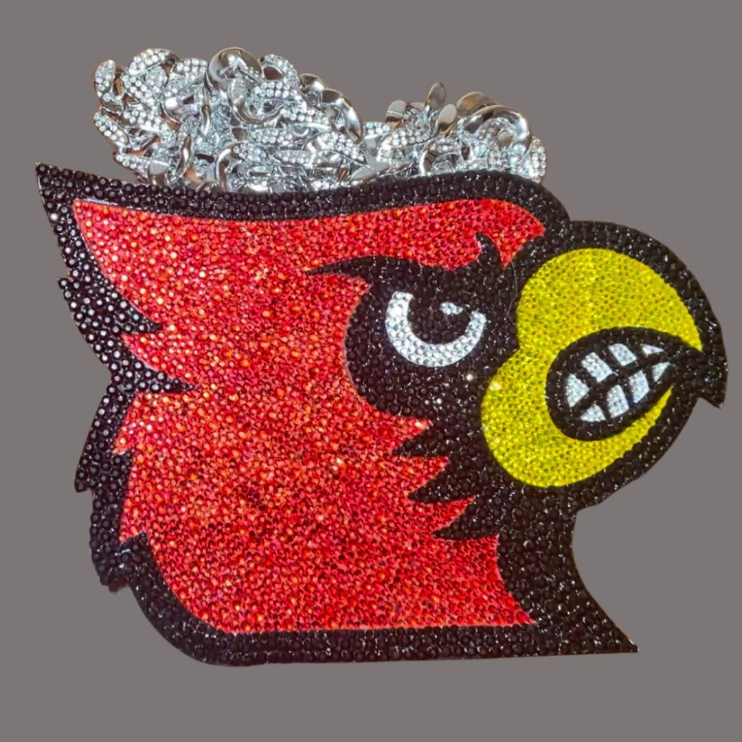 Louisville Cardinal Turnover Chain and Charm. All Rhinestones. 