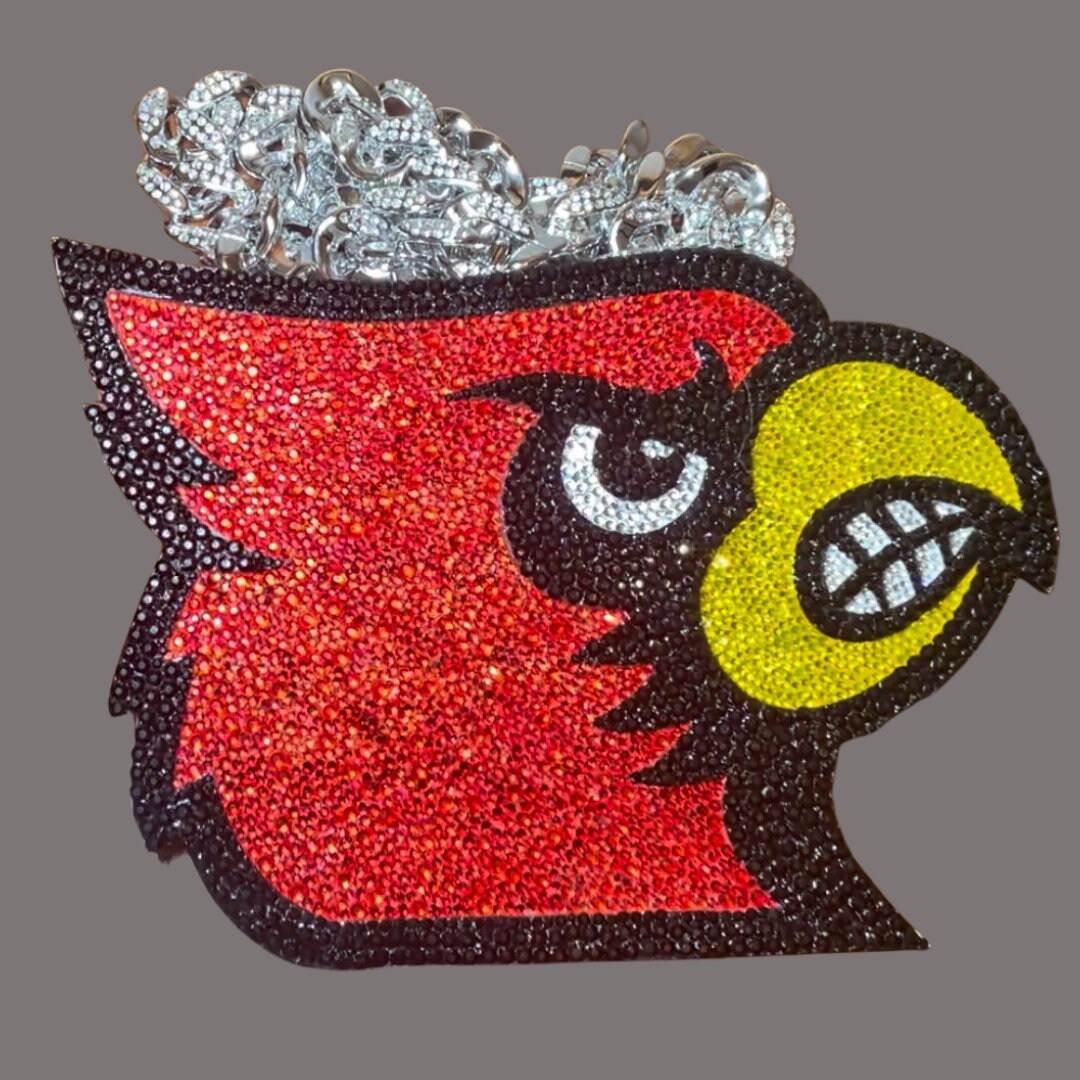 Louisville Cardinal Turnover Chain and Charm. All Rhinestones. Louisville Chain