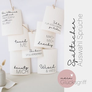 Schwammtuch / Spüllappen / Wischtuch weiß mit Spruch Blickfang in der Küche nützliches kleines Geschenk nachhaltig, waschbar, öko Bild 1