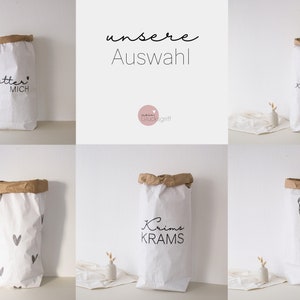 Papiersack / Paperbag in weiß / kraftpapier für Ordnung in z.B. Kinderzimmer – schnelles Sortieren und Aufbewahren in schlichtem Design