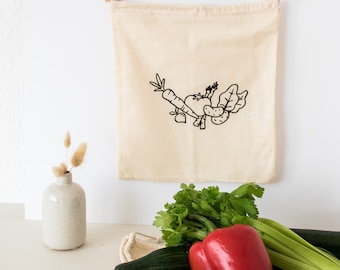 Gemüsebeutel Print – Obst- und Gemüse Beutel – 100% Biobaumwolle - nützliches kleines Geschenk – nachhaltig, waschbar, öko